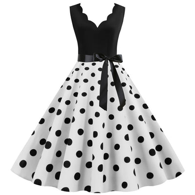 Sleeveless V-neck Wave Print Dress