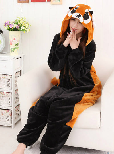 Male Female Cartoon Conjoined Pajama Raccoon Animals