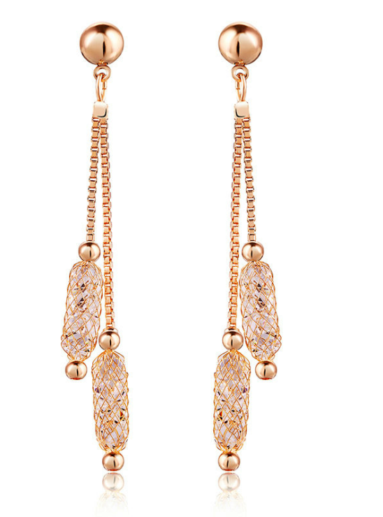 Gold Color Drop Earrings Wire Zircon Crystal 