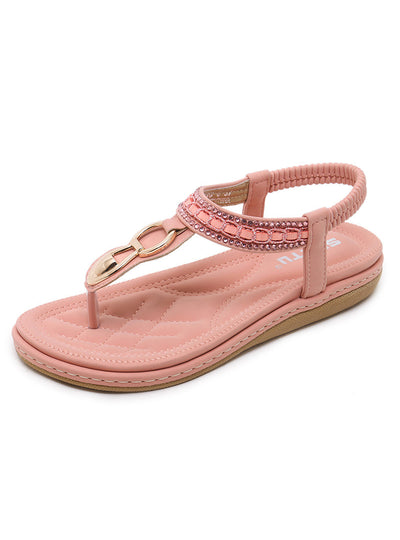 Beach Metal Rhinestone Flat Shoes