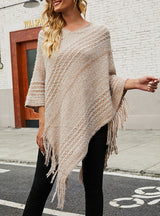 Striped Cape Fringed Shawl