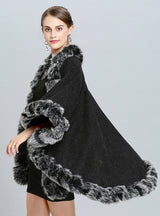 Handmade Fur Shawl Cloak Coat Worn Both Sides