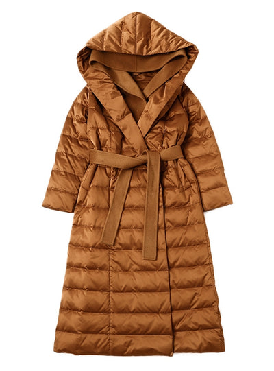 White Duck Down Stitching Hooded Down Jacket