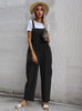 Black Cotton Lazy Loose One-piece Bib Pants