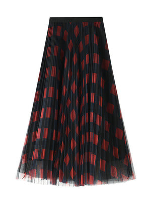 Colored Plaid Gauze Skirt