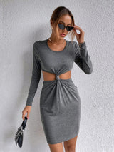 Sexy Openwork Kink Long Sleeve Dress