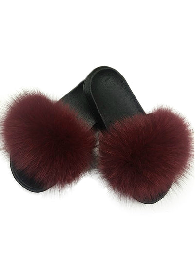 Casual Raccon Fur Sandals Furry Fluffy Plush Shoes