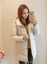 Women jacket Casual Solid Thick Warm Long Hooded