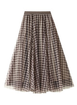 Retro Contrast Plaid Gauze Skirt