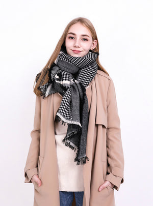 Plaid Thousand Birds Double Scarf Shawl