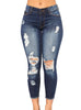 High Waist Elasticity Holes Jeans