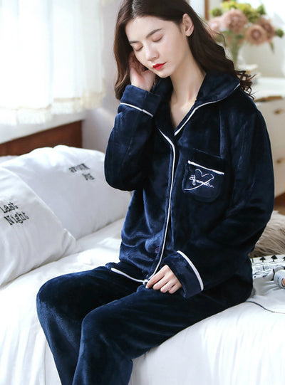 Pink Velvet Long Sleeve Pocket Sleepwear