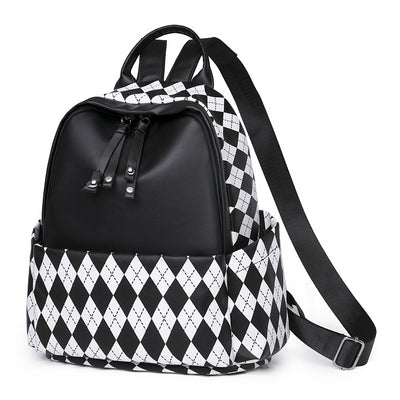 Large-capacity Contrast Rhombus Outdoor Travel Backpack