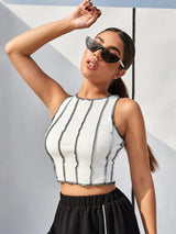 Contrast Stitching Round Neck T-shirt