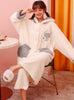 White Shell Velvet Coral Fleece Pajamas Women's Nightgown