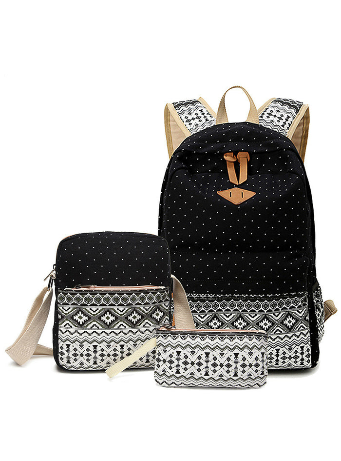 Women School Bags for Teenage Girls Cute Black Set 
