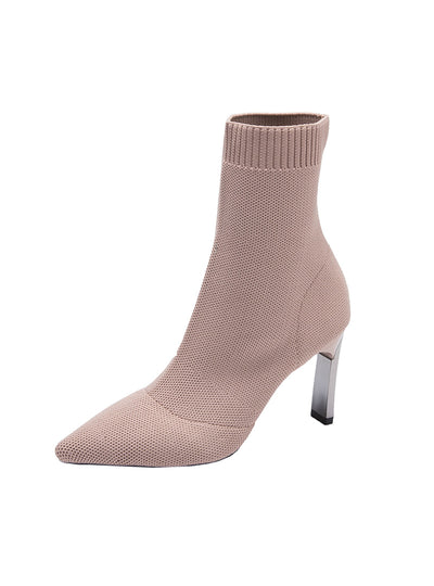 Women Stretch Fabric Elastic Stilettos Heel Pointed Toe