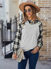 Women Plaid Stitching Top