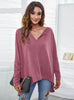 V-neck Casual Loose Bat Sleeve Shirt T-shirt