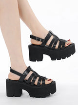 Cross-strap Platform Thick Heels Sandals