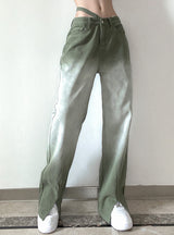 Tie-dyed Gradient Split High Waist Jeans