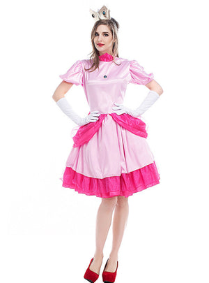 Women Pink Queen Peach Stage Costume