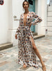 Chiffon Waist V-neck Large Pendulum Printed Dress