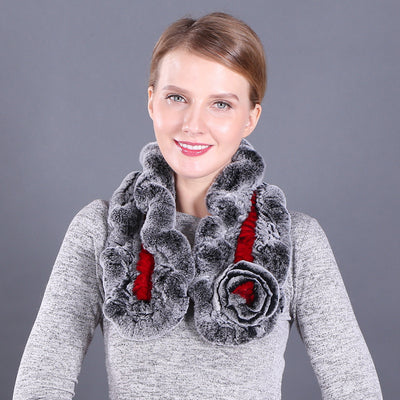 Lotus Leaf Rex Rabbit Fur Scarf Warm Fur Scarf
