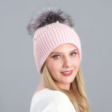 Rabbit Hair Blended Pearl Knitted Hat