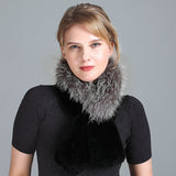 Rex Fur Scarf Women's Knitted Thick Warm