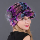 Woman Warm Rex Rabbit Hair Knitted Hat
