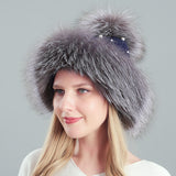 Thickened Rabbit Hair Blended Pearl Knitted Hat