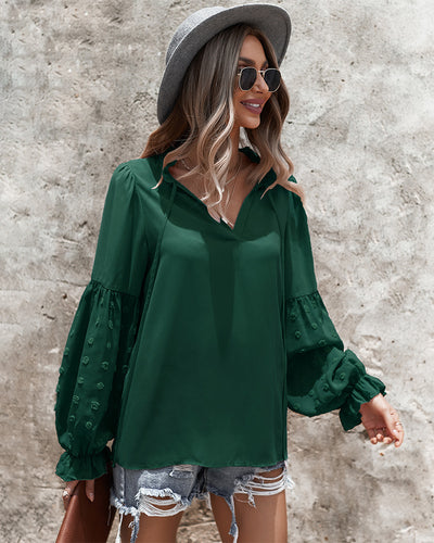 Spliced Chiffon Long Sleeve Shirt