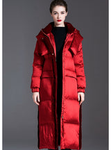 Long Hooded Padded White Duck Down Jacket