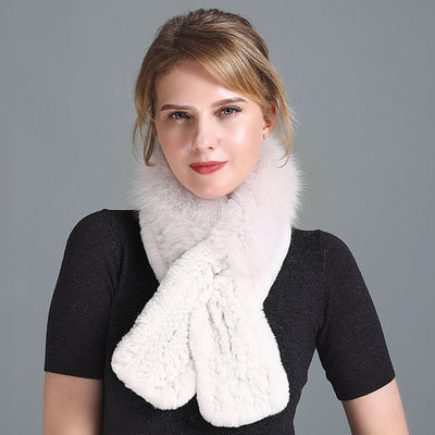 Rex Fur Scarf Women's Knitted Thick Warm