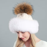 Thickened Rabbit Hair Blended Pearl Knitted Hat