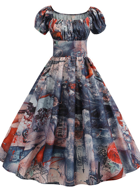 Casual Printed Big Swing Dress