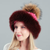 Thickened Rabbit Hair Blended Pearl Knitted Hat