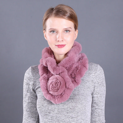 Lotus Leaf Rex Rabbit Fur Scarf Warm Fur Scarf