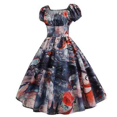 Casual Printed Big Swing Dress