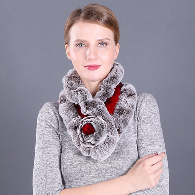 Lotus Leaf Rex Rabbit Fur Scarf Warm Fur Scarf