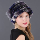 Woman Warm Rex Rabbit Hair Knitted Hat