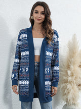 Tie-dyed Christmas Leopard Print Knitted Cardigan Coat
