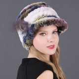 Woman Warm Rex Rabbit Hair Knitted Hat