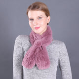 Women Warm Wool Rex Fur Scarf Neck Girl Winter