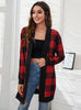 Plaid Print Knitted Cardigan Coat