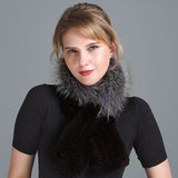 Rex Fur Scarf Women's Knitted Thick Warm