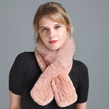 Rex Fur Scarf Women's Knitted Thick Warm
