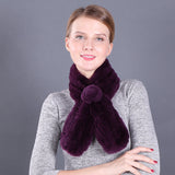 Women Warm Wool Rex Fur Scarf Neck Girl Winter