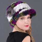 Woman Warm Rex Rabbit Hair Knitted Hat